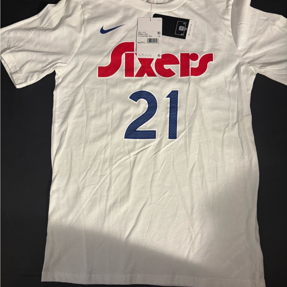 Brand New Nike Youth 2024-25 City Edition Philadelphia 76ers Joel Embiid Shirt